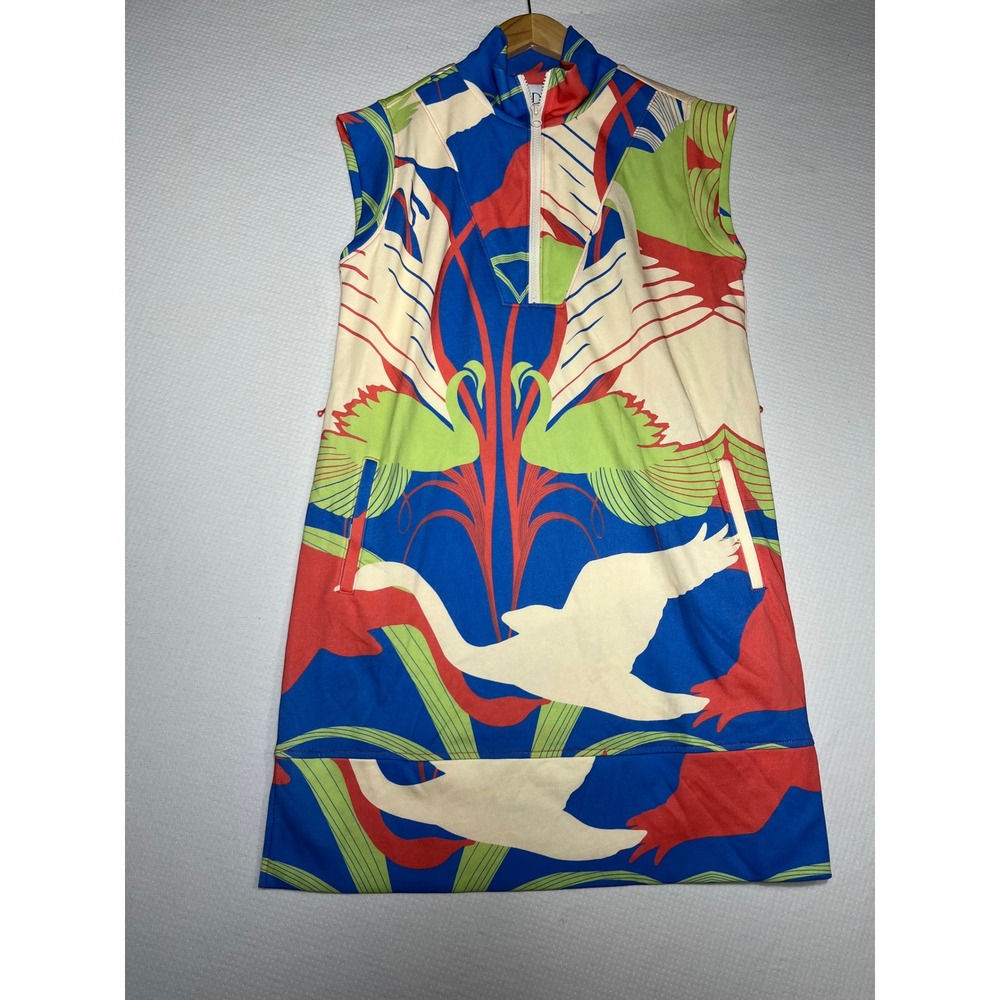 Alden Adair Dress Women Size S Multicolor Shift Swan Print Chic summer